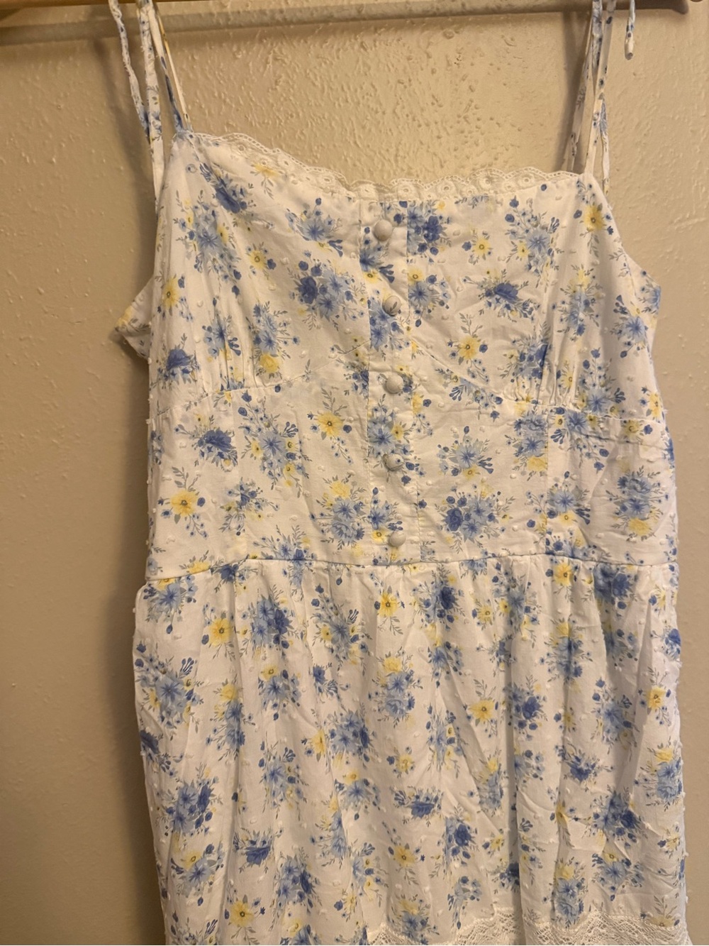 Altard state maxi dress white floral sundress with blue and yellow flowers